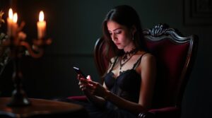 flux dev a gothic lace designer with piercing violet eyes wear 1